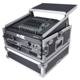 6U Vertical Rack Mount Flight Case with 10U Top for Mixer Combo Amp Rack with Laptop Shelf
