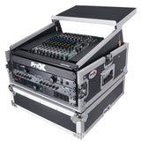 6U Vertical Rack Mount Flight Case with 10U Top for Mixer Combo Amp Rack with Laptop Shelf