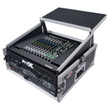 6U Vertical Rack Mount Flight Case with 10U Top for Mixer Combo Amp Rack with Laptop Shelf