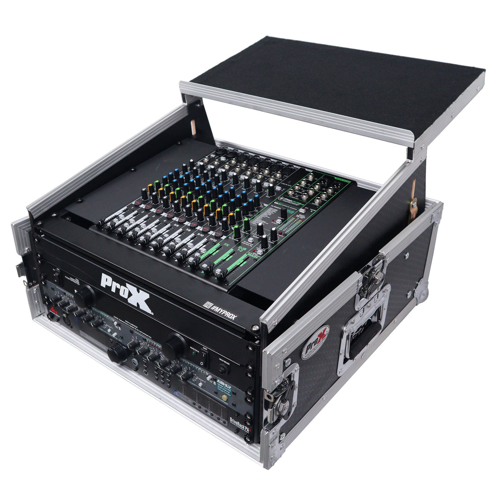 4U Vertical Rack Mount Flight Case with 10U Top for Mixer Combo Amp Rack with Laptop Shelf