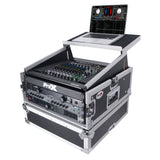 4U Vertical Rack Mount Flight Case with 10U Top for Mixer Combo Amp Rack with Laptop Shelf