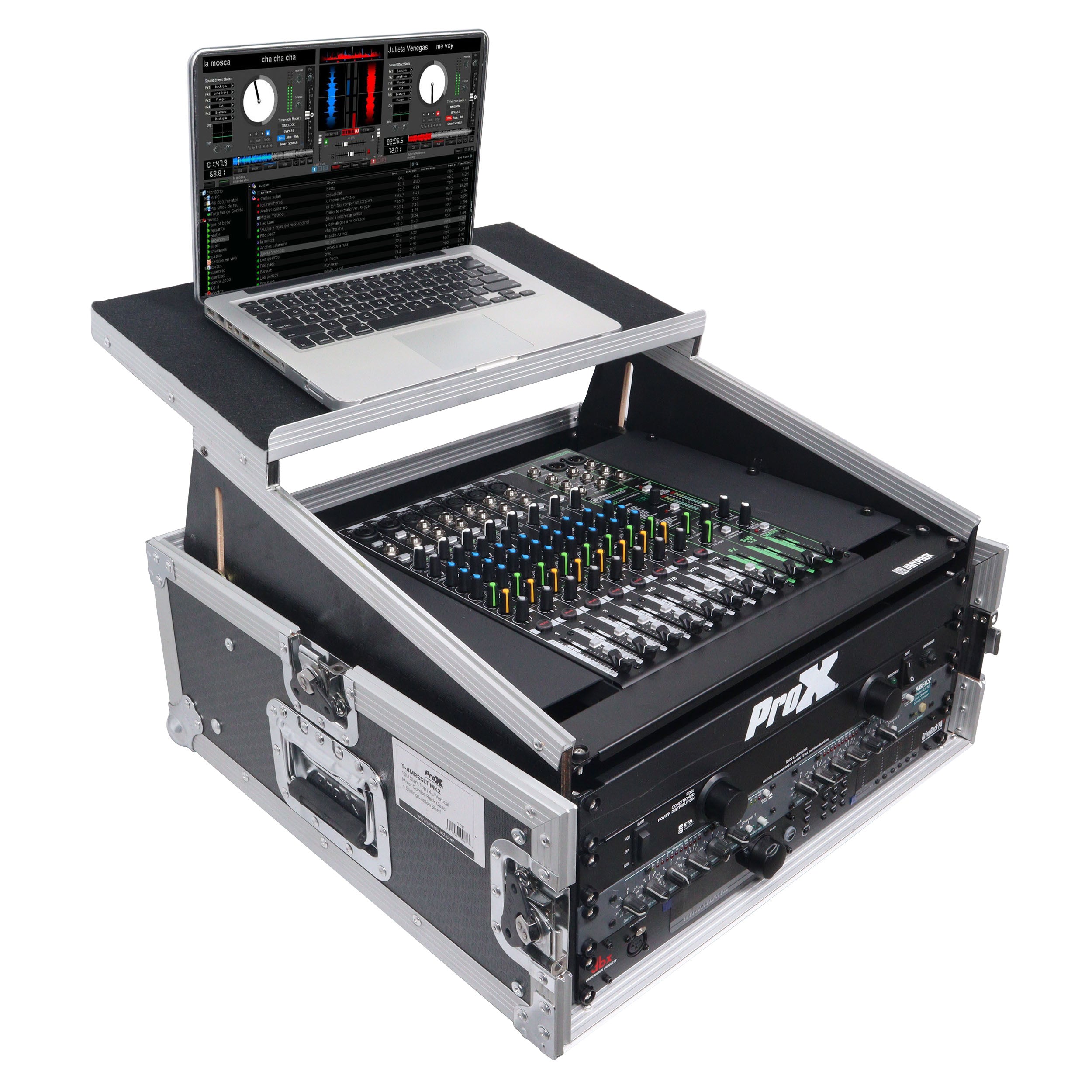 6U Vertical Rack Mount Flight Case with 10U Top for Mixer Combo Amp Rack with Laptop Shelf