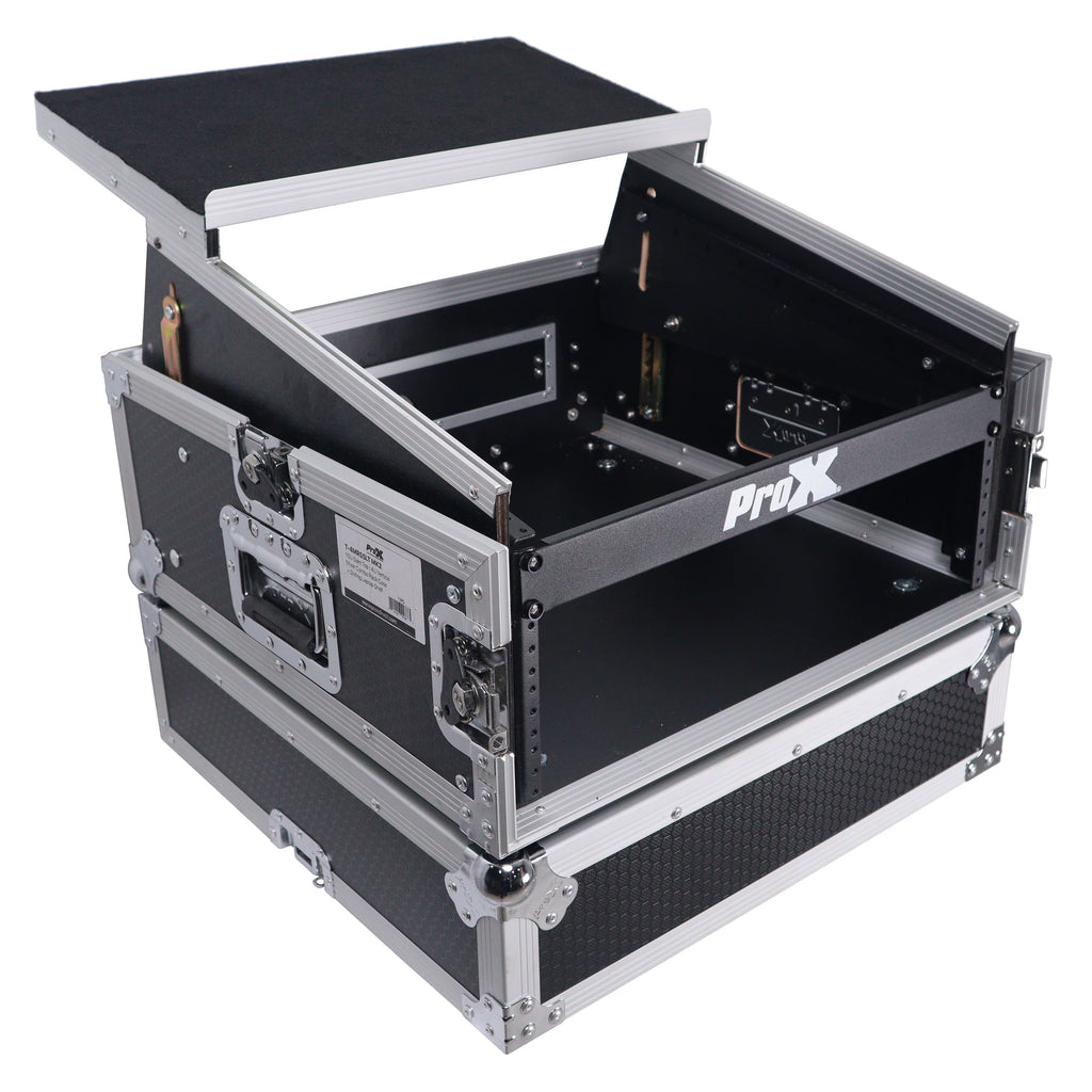 6U Vertical Rack Mount Flight Case with 10U Top for Mixer Combo Amp Rack with Laptop Shelf