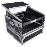 4U Vertical Rack Mount Flight Case with 10U Top for Mixer Combo Amp Rack with Laptop Shelf