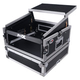 4U Vertical Rack Mount Flight Case with 10U Top for Mixer Combo Amp Rack with Laptop Shelf