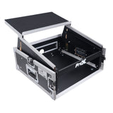 6U Vertical Rack Mount Flight Case with 10U Top for Mixer Combo Amp Rack with Laptop Shelf