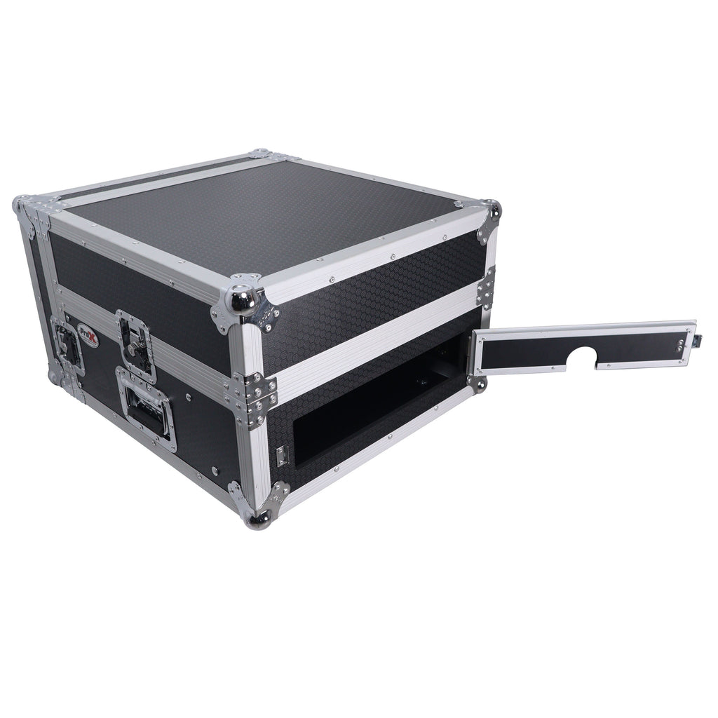 6U Vertical Rack Mount Flight Case with 10U Top for Mixer Combo Amp Rack with Laptop Shelf
