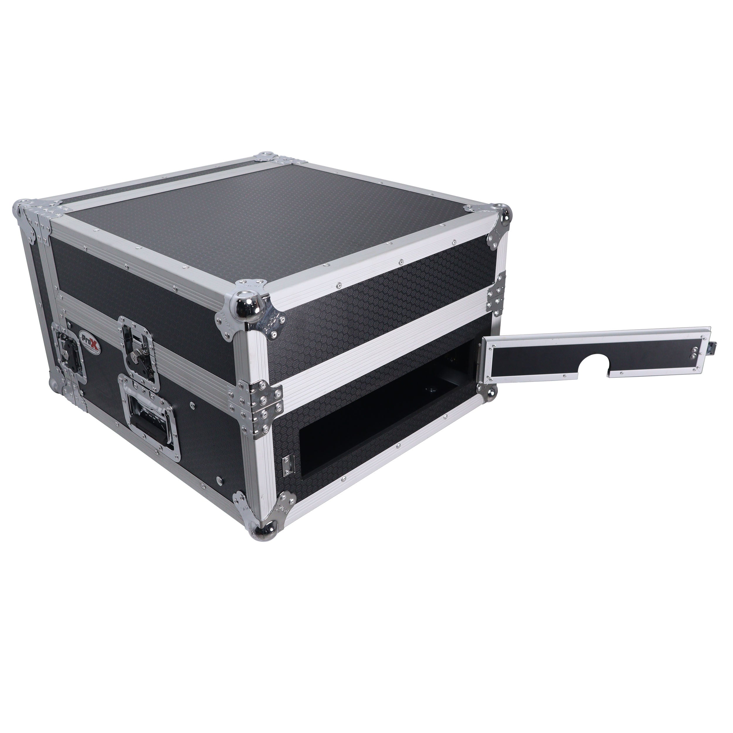 4U Vertical Rack Mount Flight Case with 10U Top for Mixer Combo Amp Rack with Laptop Shelf