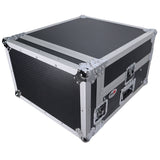 4U Vertical Rack Mount Flight Case with 10U Top for Mixer Combo Amp Rack with Laptop Shelf