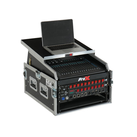 13U Top Mixer 6U Front Rack Combo Flight Case with Removable Sliding Laptop Shelf