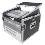 8U Vertical Rack Mount Flight Case with 10U Top for Mixer Combo Amp Rack with Laptop Shelf