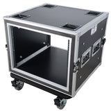 ATA Style 8U Shockproof Rack Mount Flight Case 20 inch Depth with Caster Wheels