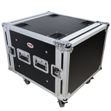 ATA Style 8U Shockproof Rack Mount Flight Case 20 inch Depth with Caster Wheels