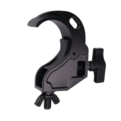 Aluminum Hook Style M10 Clamp with Big Wing Knob for 2" Truss Tube Capacity 45 Lbs. Black Finish