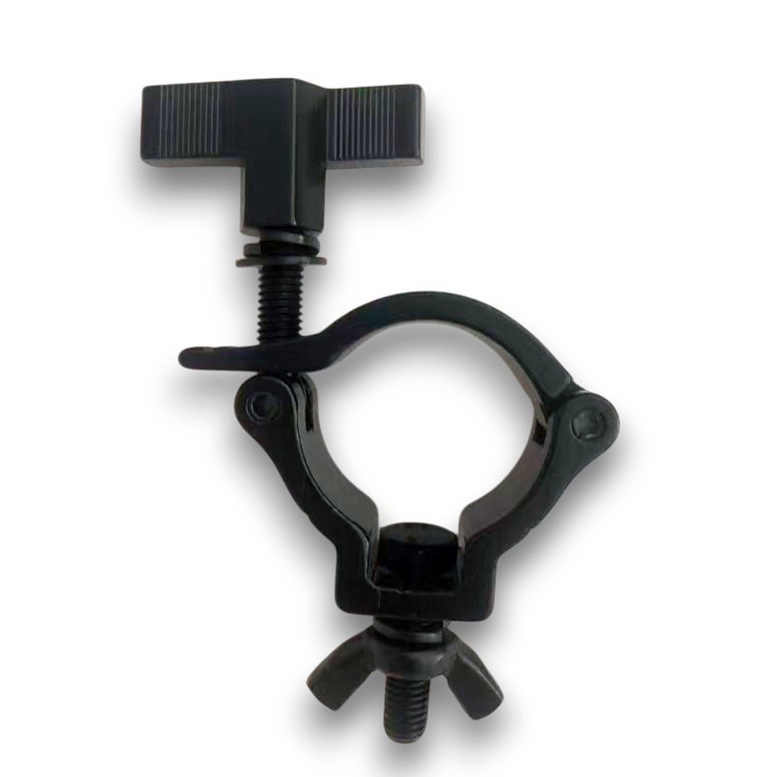 Aluminum Black Mini Clamp Stage Truss Lighting Stand Big Knob fits 1-3/8" to 1-1/2" 35-40mm Tube SWL 165LBS M8 Bolt