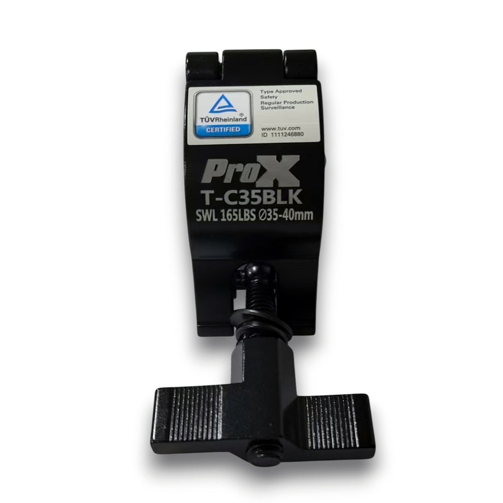 Aluminum Black Mini Clamp Stage Truss Lighting Stand Big Knob fits 1-3/8" to 1-1/2" 35-40mm Tube SWL 165LBS M8 Bolt