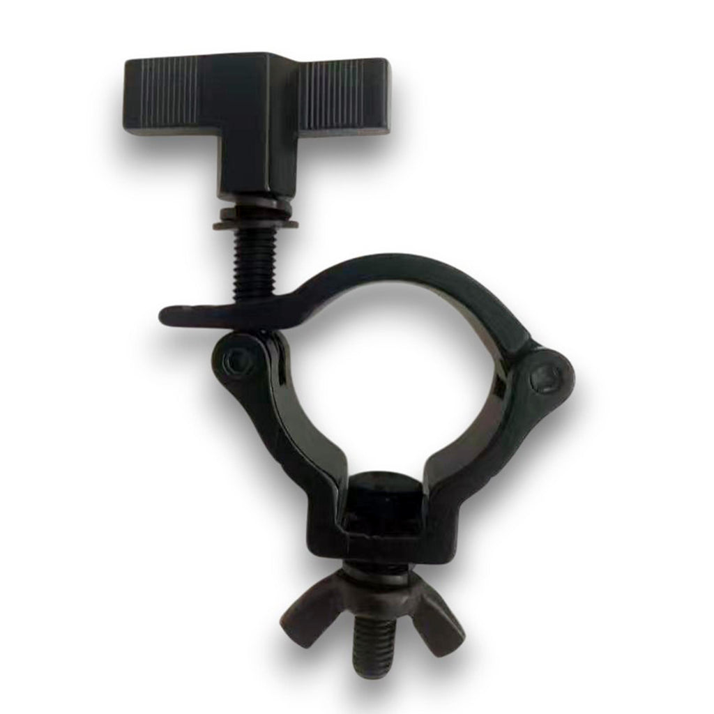 Aluminum Black Mini Clamp Stage Truss Lighting Stand Big Knob fits 1-3/8" to 1-1/2" 35-40mm Tube SWL 165LBS M8 Bolt