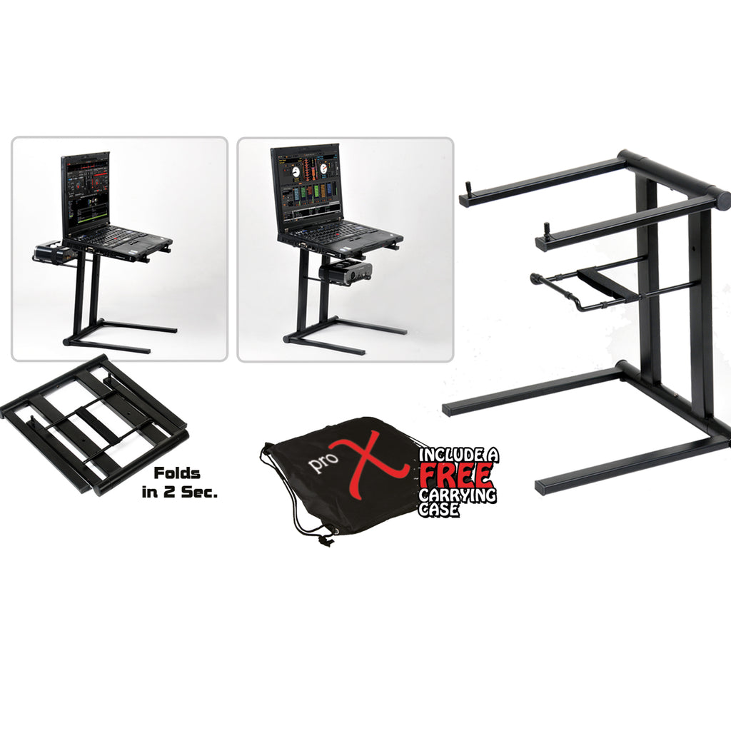 XO DJ Foldable Laptop Stand with Adjustable Shelf & Carrying Bag - BLACK