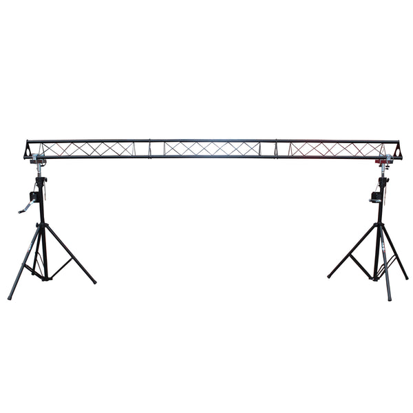 10-Feet Height Adjustable Portable Crank Lighting Stand System with included 2x T-Bars Triangle Truss for 5ft 10ft 15ft Width