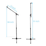 6 Ft Pro Tripod Microphone Concert Musician DJ Stand With Boom and Mic Clip