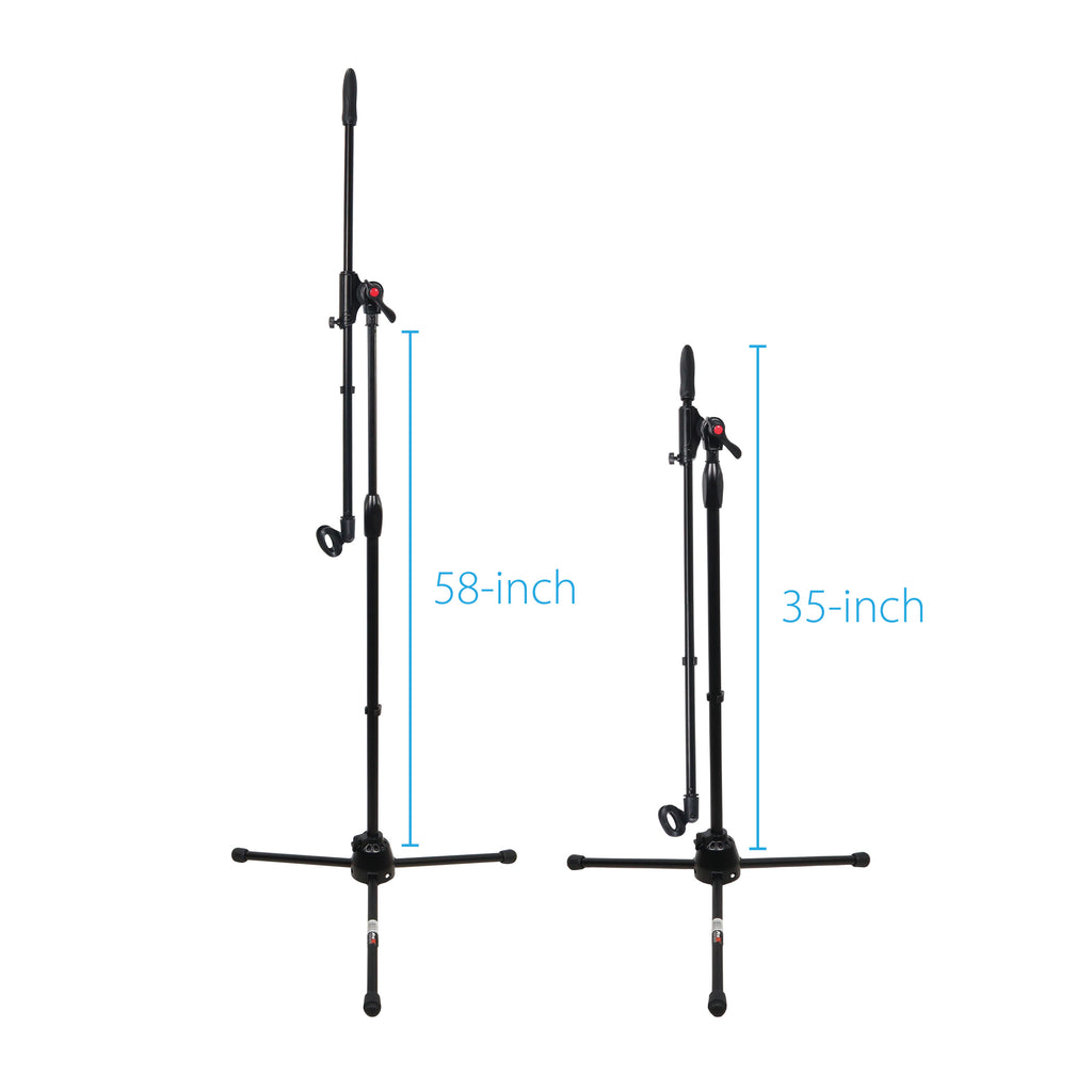6 Ft Pro Tripod Microphone Concert Musician DJ Stand With Boom and Mic Clip