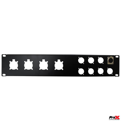 2U-8 XLR D +4 NL4 or NAC3 Unloaded Rack Panel