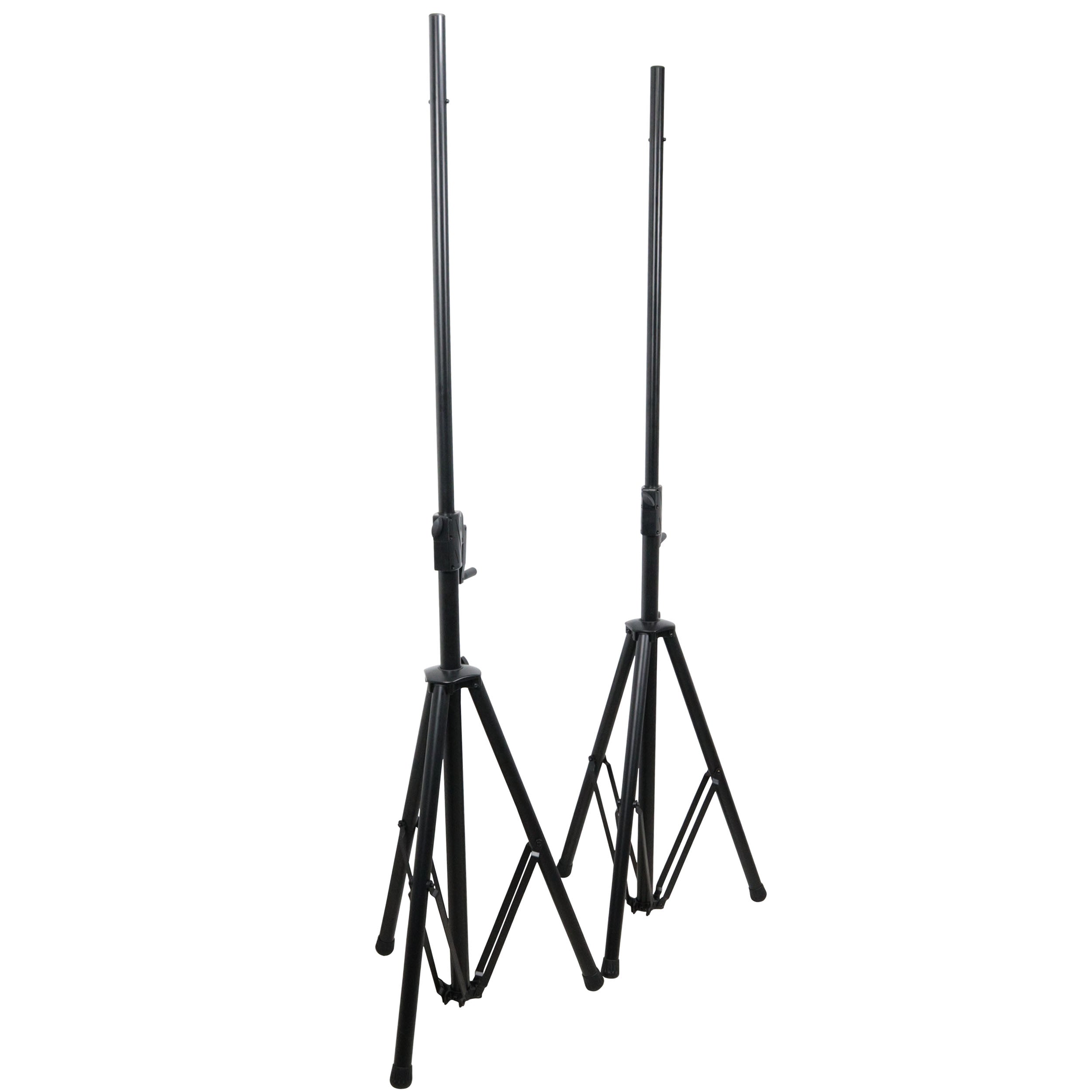 6' Ft Twin Pack Professional Telescoping Crank Speaker Stand Set with Carrying Bag Black Finish