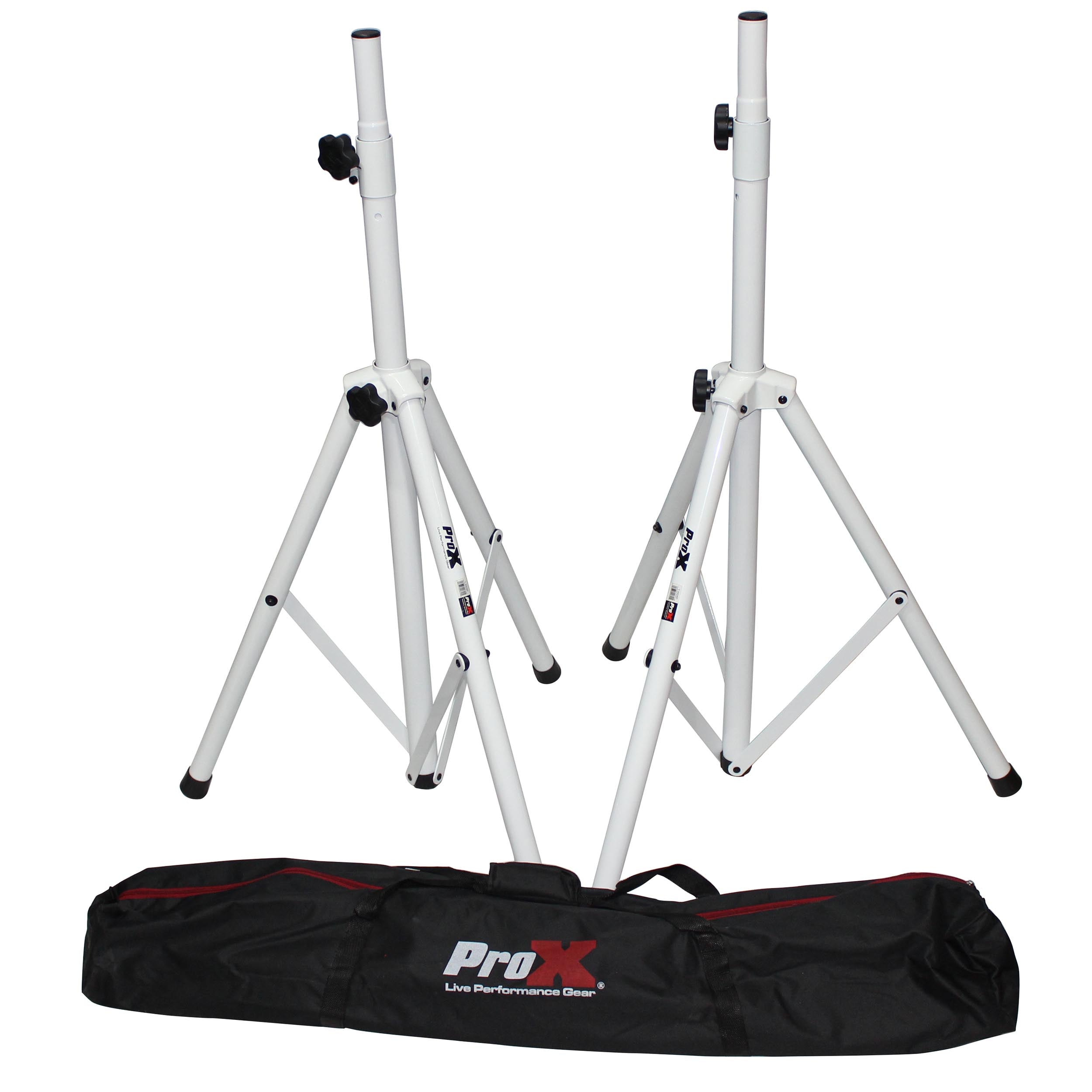 White Heavy-Duty All Metal Speaker Tripod Stand Set of 2, 4-7 ft. (44"-84") Cloud Series