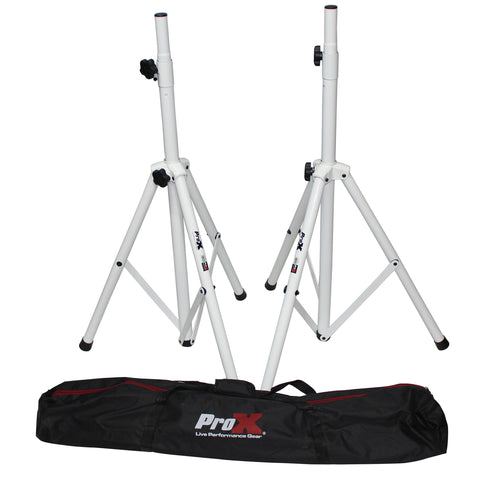 White Heavy-Duty All Metal Speaker Tripod Stand Set of 2, 4-7 ft. (44"-84") Cloud Series