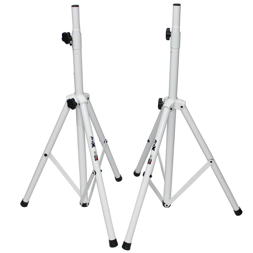 White Heavy-Duty All Metal Speaker Tripod Stand Set of 2, 4-7 ft. (44"-84") Cloud Series