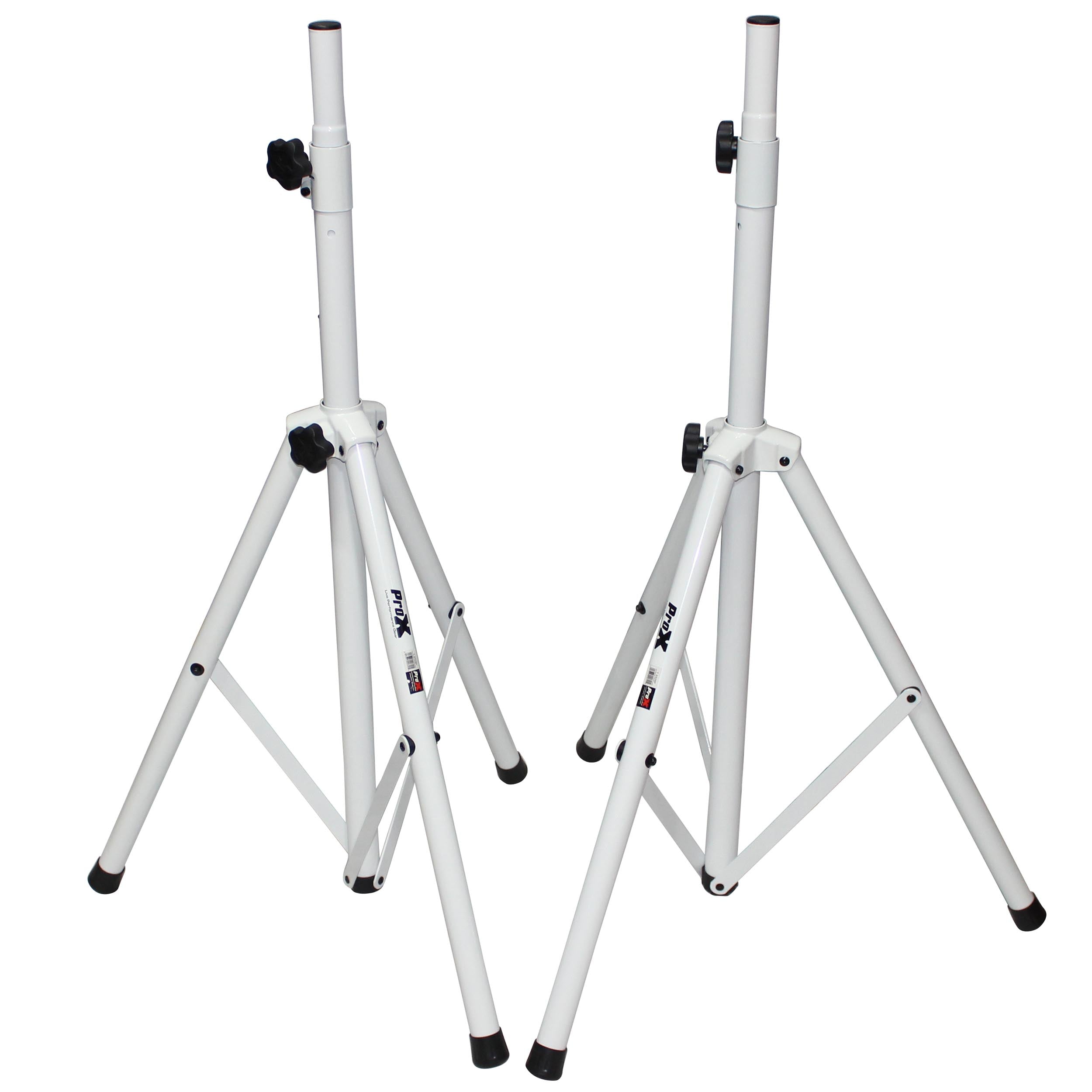 White Heavy-Duty All Metal Speaker Tripod Stand Set of 2, 4-7 ft. (44"-84") Cloud Series