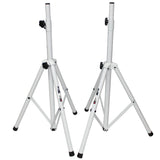 White Heavy-Duty All Metal Speaker Tripod Stand Set of 2, 4-7 ft. (44"-84") Cloud Series
