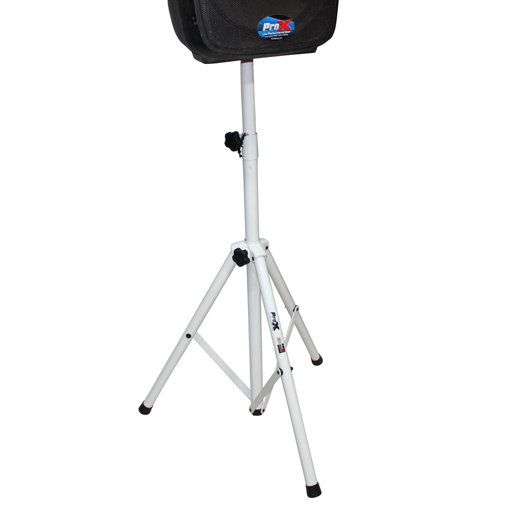 White Heavy-Duty All Metal Speaker Tripod Stand Set of 2, 4-7 ft. (44"-84") Cloud Series