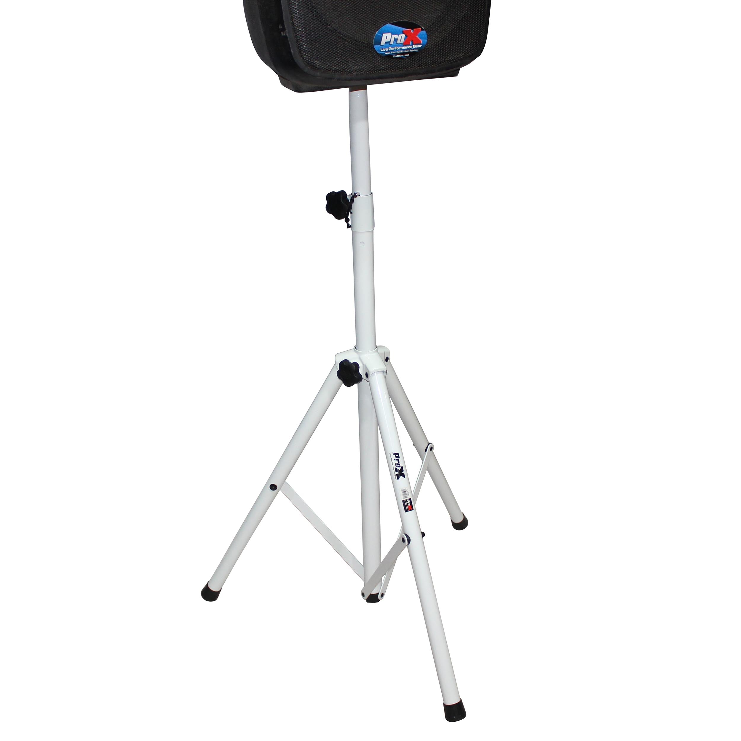 White Heavy-Duty All Metal Speaker Tripod Stand Set of 2, 4-7 ft. (44"-84") Cloud Series