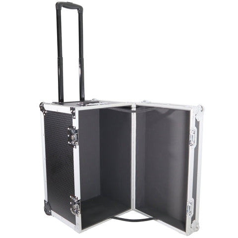 Rolling Utility Case W/ Retractable Handle and Low-Profile Recessed Wheels 17x24.5x15" Exterior For Cabales/100 LP Vinyl Records