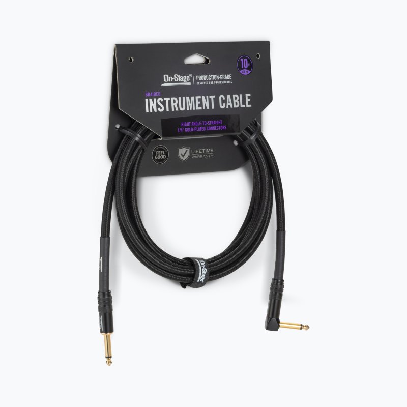 Production-Grade Braided Instrument Cable (Right Angle to Straight) 10 ft