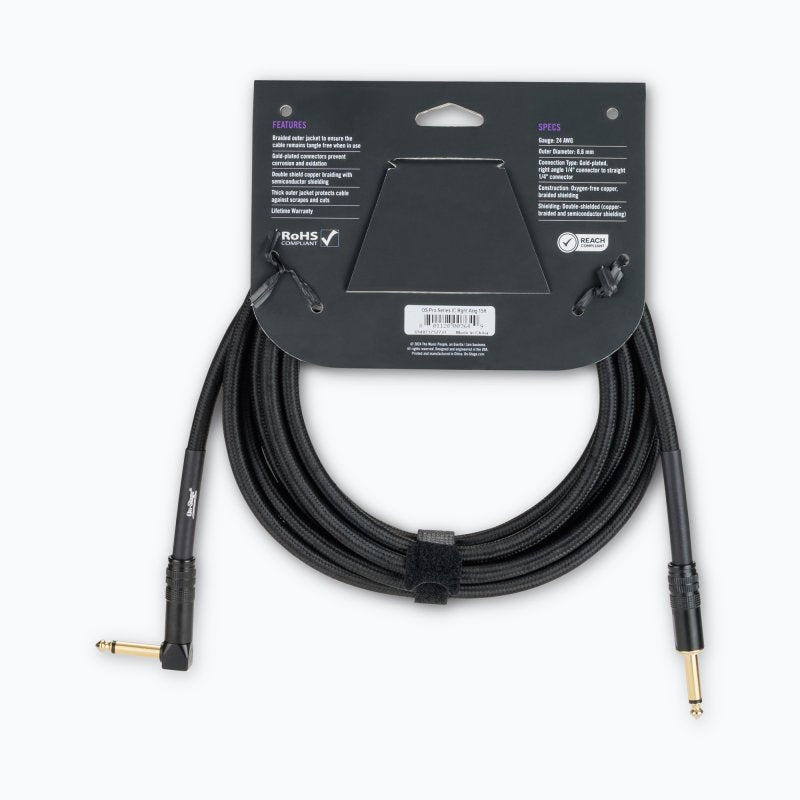 Production-Grade Braided Instrument Cable (Right Angle to Straight) 15 ft