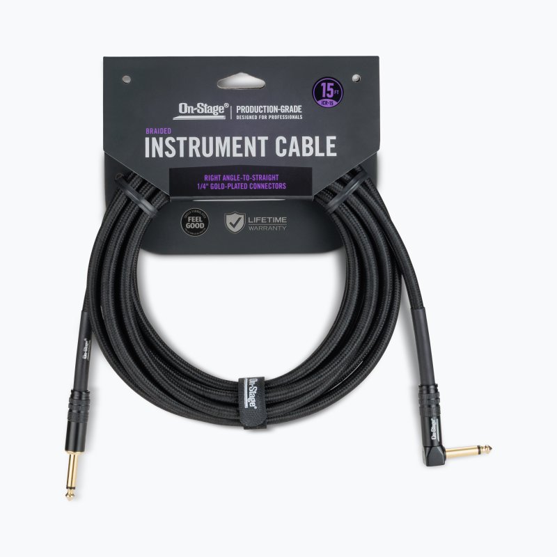 Production-Grade Braided Instrument Cable (Right Angle to Straight) 15 ft