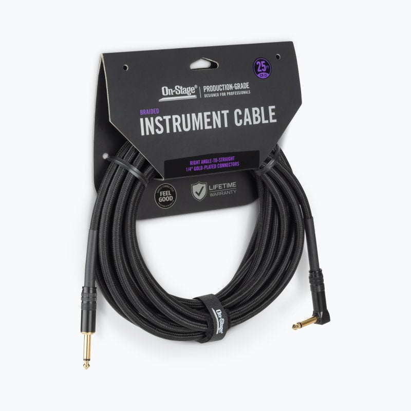 Production-Grade Braided Instrument Cable (Right Angle to Straight) 25 ft