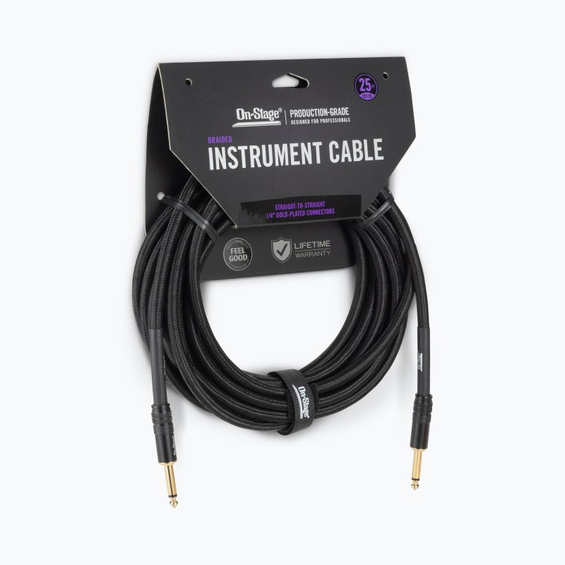 Production-Grade Braided Instrument Cable (Straight to Straight) 25 ft