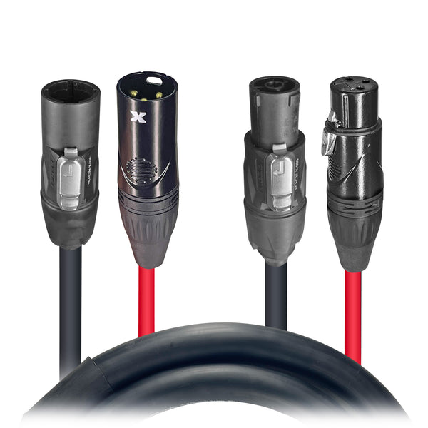 6' FT Dual Powerkon to Dual DMX Combo Link Jumper Cable