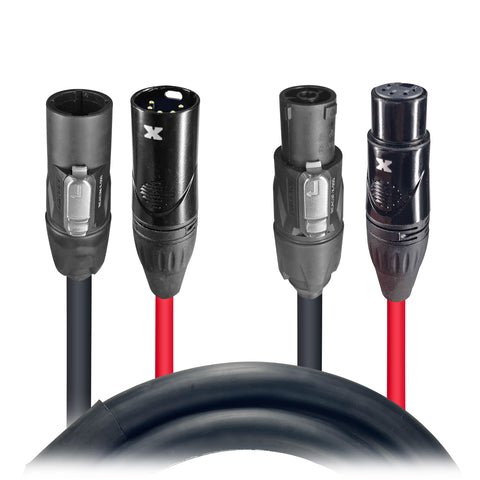 3' FT Dual Powerkon to Dual DMX 5-PIN Combo Link Jumper Cable