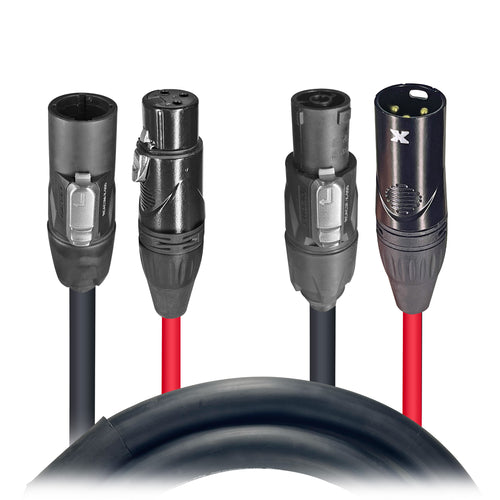 2' FT Dual Powerkon to XLR Dual Audio Combo Link Jumper Cable