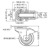 Penn-Elcom Automatic Braked Swivel 4" Caster – Flip Ready™ Hydraulic Case Replacement Blue