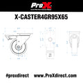 Set of 4 Gray Replacement 4 inch Industrial Grade Caster Wheels Kit with Fasteners- Plate 3.75 x 2.5 in.