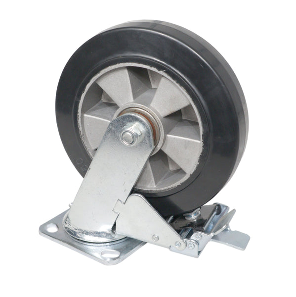 Single 8-inch Industrial Grade Caster Wheel for ProX ATA Flight Utility Console Speaker Cases - Plate 4.5 x 4 in.