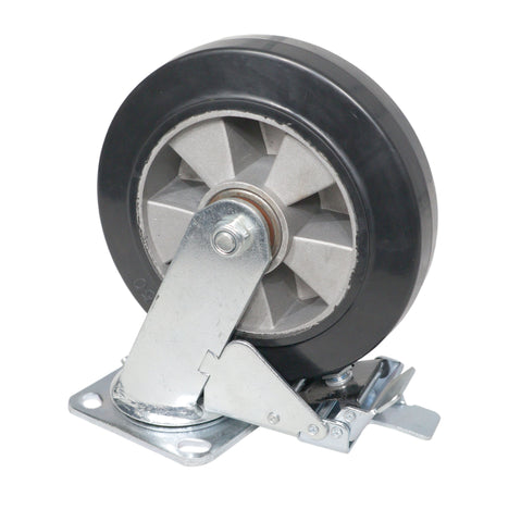 Single 8-inch Industrial Grade Caster Wheel for ProX ATA Flight Utility Console Speaker Cases - Plate 4.5 x 4 in.