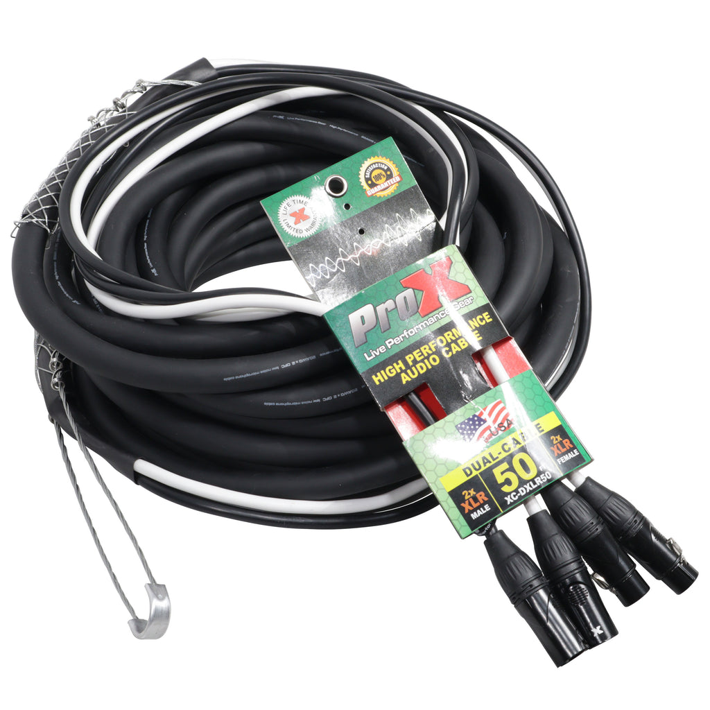 50' Ft. Balanced Dual XLR-M to Dual XLR-F High Performance Audio Cable