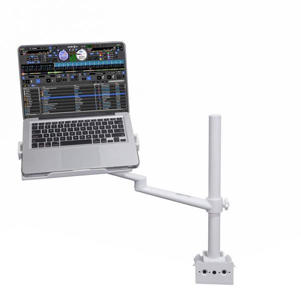 White Adjustable Arm Mount Mount Stand For 12-17" Laptop,VESA 75X75 and 100X100 fit 17-32" Monitor, For DJ Flight Case/Table