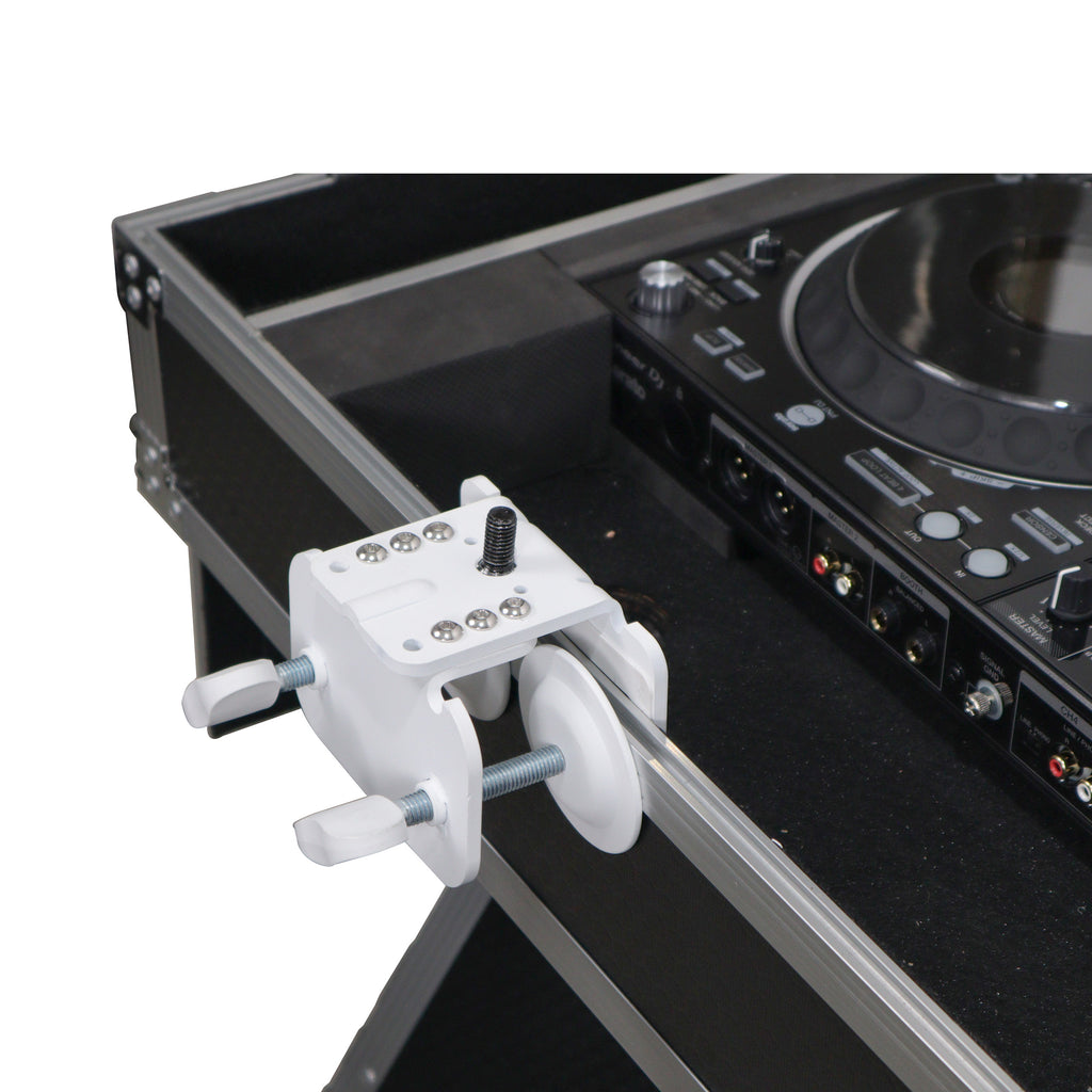 White Adjustable Arm Mount Mount Stand For 12-17" Laptop,VESA 75X75 and 100X100 fit 17-32" Monitor, For DJ Flight Case/Table